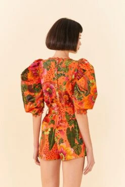 Farm Rio Orange Blooming Garden Shorts -Farm Rio Shoop 306270 04