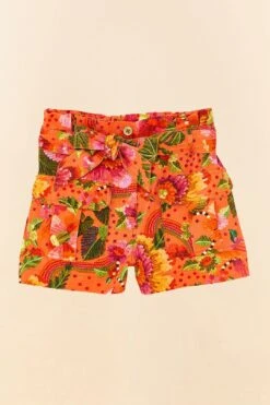 Farm Rio Orange Blooming Garden Shorts -Farm Rio Shoop 306270 06
