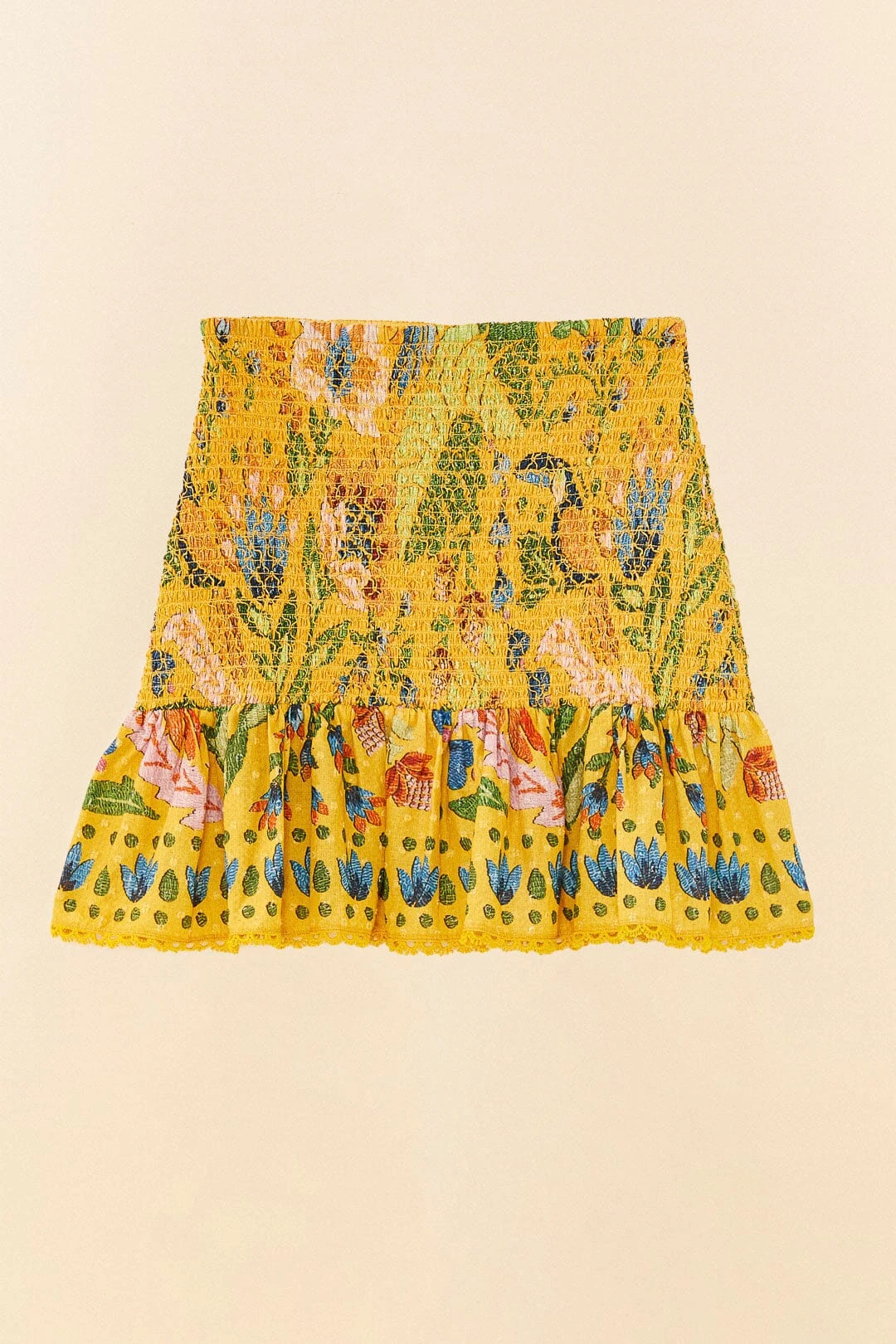 Farm Rio Yellow Summer Garden Mini Skirt 5 Farm Rio Yellow Summer Garden Mini Skirt - Image 5