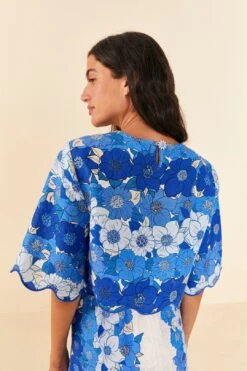 Farm Rio Blue Flower Stripes Crop Top 8 Farm Rio Blue Flower Stripes Crop Top -Farm Rio Shoop 306302 03