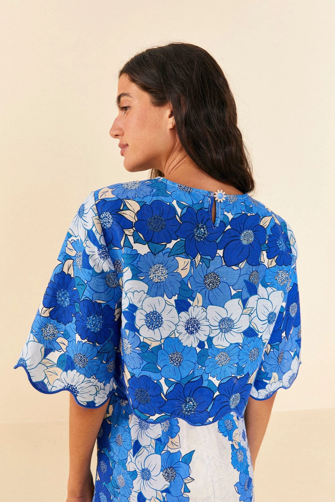 Farm Rio Blue Flower Stripes Crop Top 3 Farm Rio Blue Flower Stripes Crop Top - Image 3