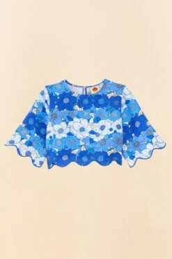 Farm Rio Blue Flower Stripes Crop Top 11 Farm Rio Blue Flower Stripes Crop Top -Farm Rio Shoop 306302 06