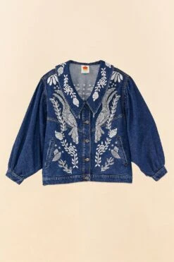 Farm Rio Jungle Flow Embroidered Denim Jacket -Farm Rio Shoop 306311 06
