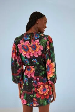 Farm Rio Black Blooming Garden Mini Skirt -Farm Rio Shoop 306313 04