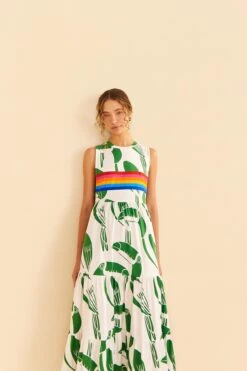 Farm Rio Off-White Rainbow Toucans Organic Cotton Maxi Dress