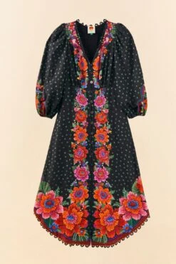 Farm Rio Black Blooming Garden Dress -Farm Rio Shoop 306333 06