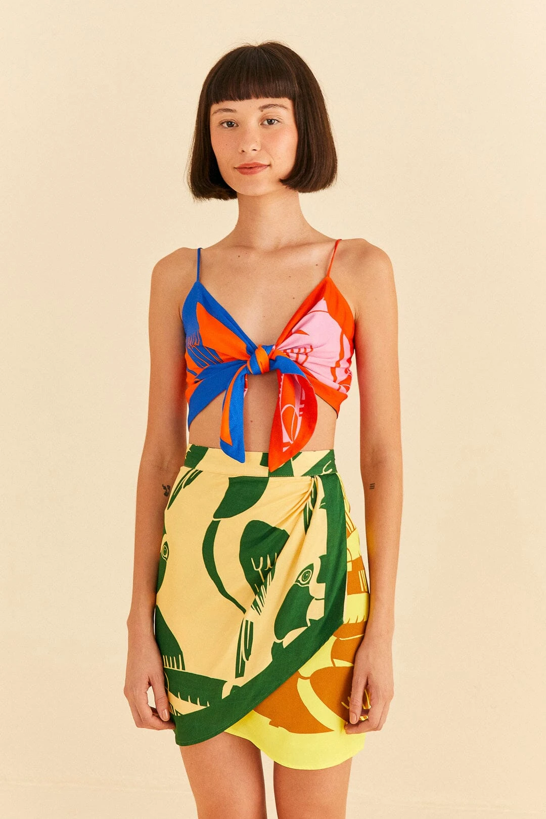 Farm Rio Mixed Rainbow Toucans Lenzing™ Ecovero™ Viscose Mini Skirt 1 Farm Rio Mixed Rainbow Toucans Lenzing™ Ecovero™ Viscose Mini Skirt