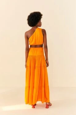Orange Asymmetrical Maxi Dress -Farm Rio Shoop 306363 03
