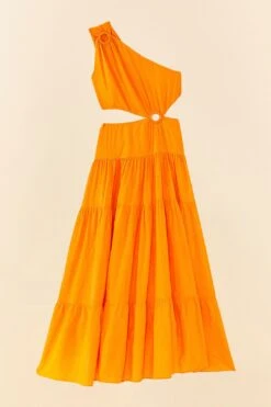 Orange Asymmetrical Maxi Dress -Farm Rio Shoop 306363 06