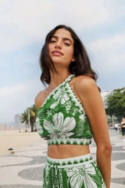 Farm Rio Off-White Macaw Elegance Crop Top