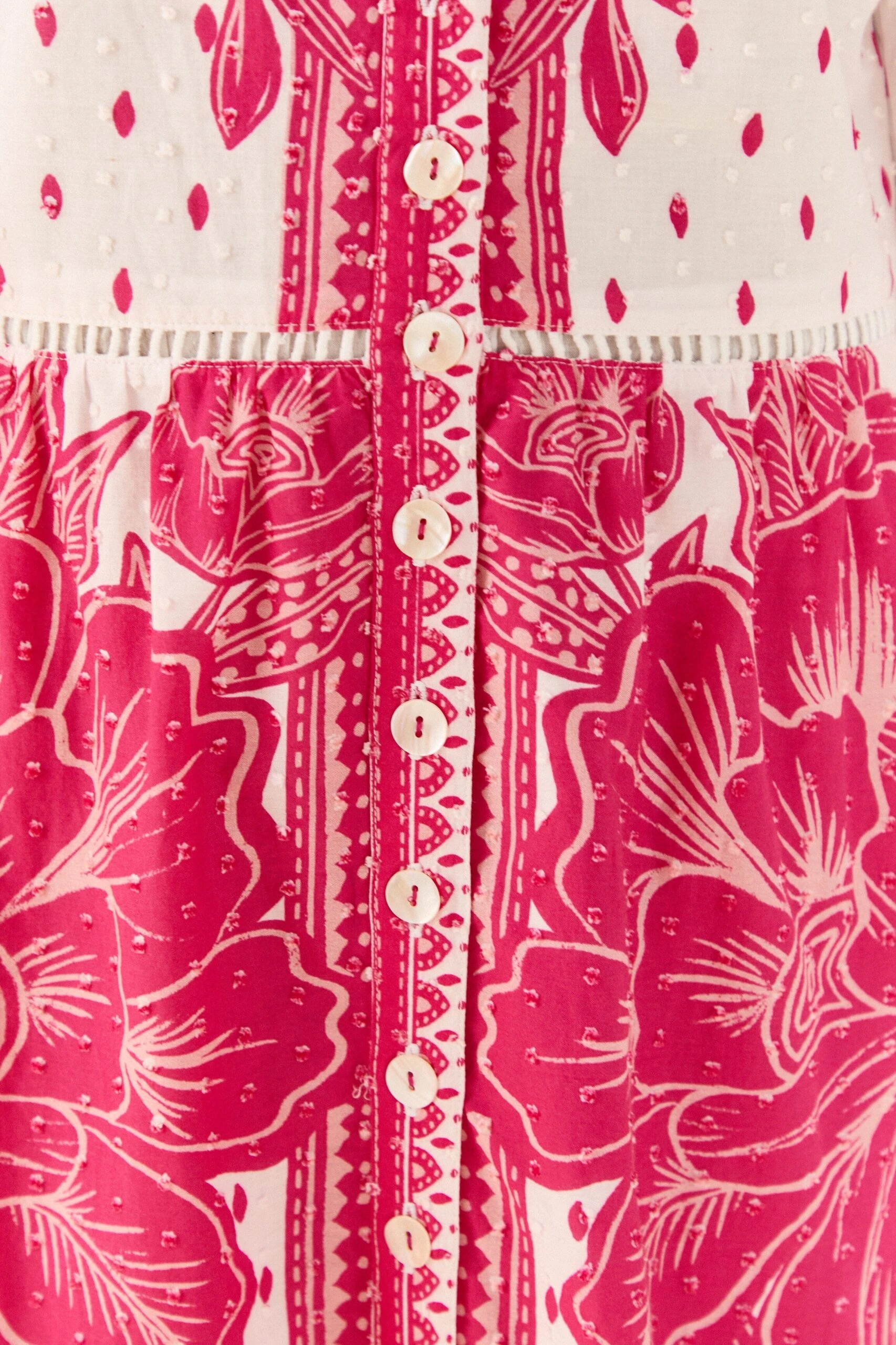 Farm Rio Pink Tropical Woodcut Lenzing™ Ecovero™ Viscose Midi Dress 5 Farm Rio Pink Tropical Woodcut Lenzing™ Ecovero™ Viscose Midi Dress - Image 5