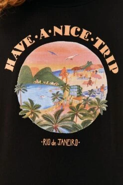 Farm Rio Black Have A Nice Trip Organic Cotton T-Shirt -Farm Rio Shoop 306709 04