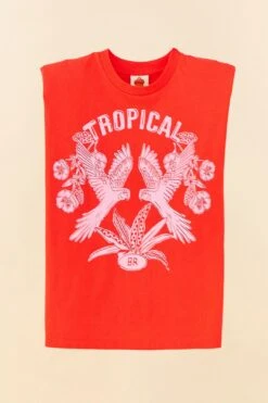 Farm Rio Red Tropical Organic Cotton T-Shirt -Farm Rio Shoop 306713 06