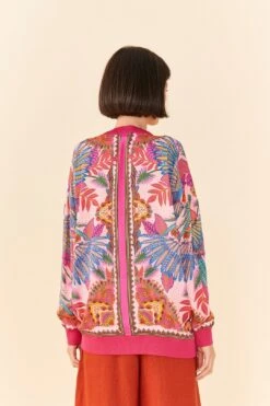 Farm Rio Pink Macaw Scarf Lenzing™ Ecovero™ Viscose Cardigan -Farm Rio Shoop 306755 03