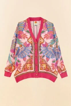 Farm Rio Pink Macaw Scarf Lenzing™ Ecovero™ Viscose Cardigan -Farm Rio Shoop 306755 06