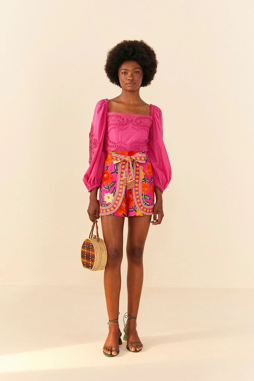 Farm Rio Pink Flower Tapestry Shorts 2 Farm Rio Pink Flower Tapestry Shorts - Image 2