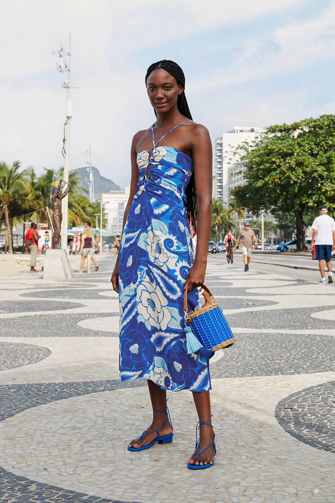 Farm Rio Blue Tropical Groove Lenzing™ Ecovero™ Viscose Midi Dress 1 Farm Rio Blue Tropical Groove Lenzing™ Ecovero™ Viscose Midi Dress