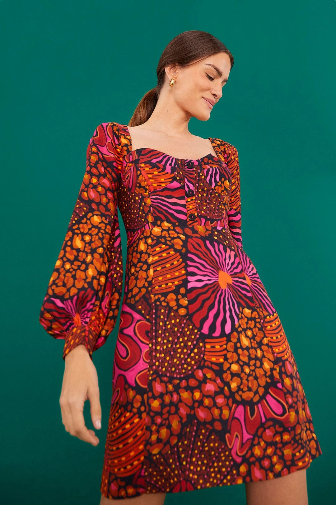 Farm Rio Leopard Hearts Mini Dress 1 Farm Rio Leopard Hearts Mini Dress