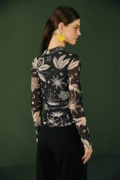 Black & White Cerrado Sky Tulle Blouse -Farm Rio Shoop 308525 03