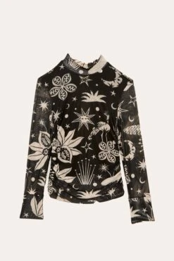 Black & White Cerrado Sky Tulle Blouse -Farm Rio Shoop 308525 05