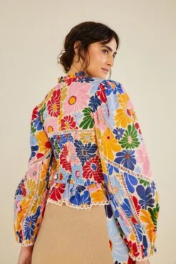 Farm Rio Sand Sunny Daisies Blouse 11 Farm Rio Sand Sunny Daisies Blouse -Farm Rio Shoop 309082 05