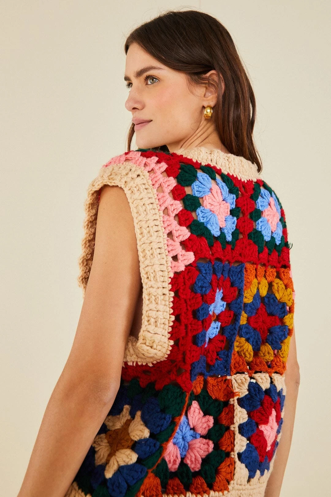 Farm Rio Multicolor Patchwork Crochet Vest 1 Farm Rio Multicolor Patchwork Crochet Vest
