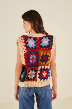 Farm Rio Multicolor Patchwork Crochet Vest 7 Farm Rio Multicolor Patchwork Crochet Vest -Farm Rio Shoop 309108 03
