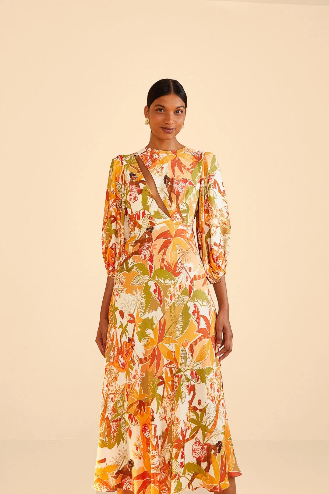 Farm Rio Sand Leopard Forest Midi Dress 1 Farm Rio Sand Leopard Forest Midi Dress