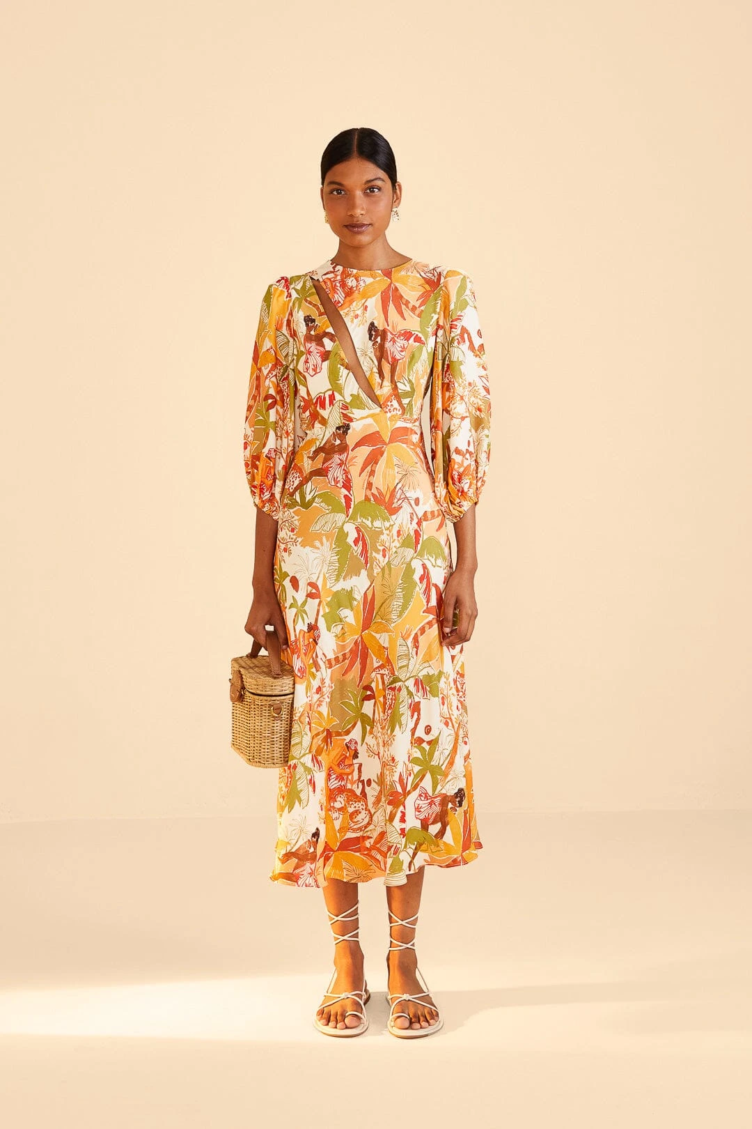 Farm Rio Sand Leopard Forest Midi Dress 2 Farm Rio Sand Leopard Forest Midi Dress - Image 2