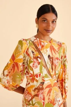 Farm Rio Sand Leopard Forest Midi Dress 7 Farm Rio Sand Leopard Forest Midi Dress -Farm Rio Shoop 309150 03