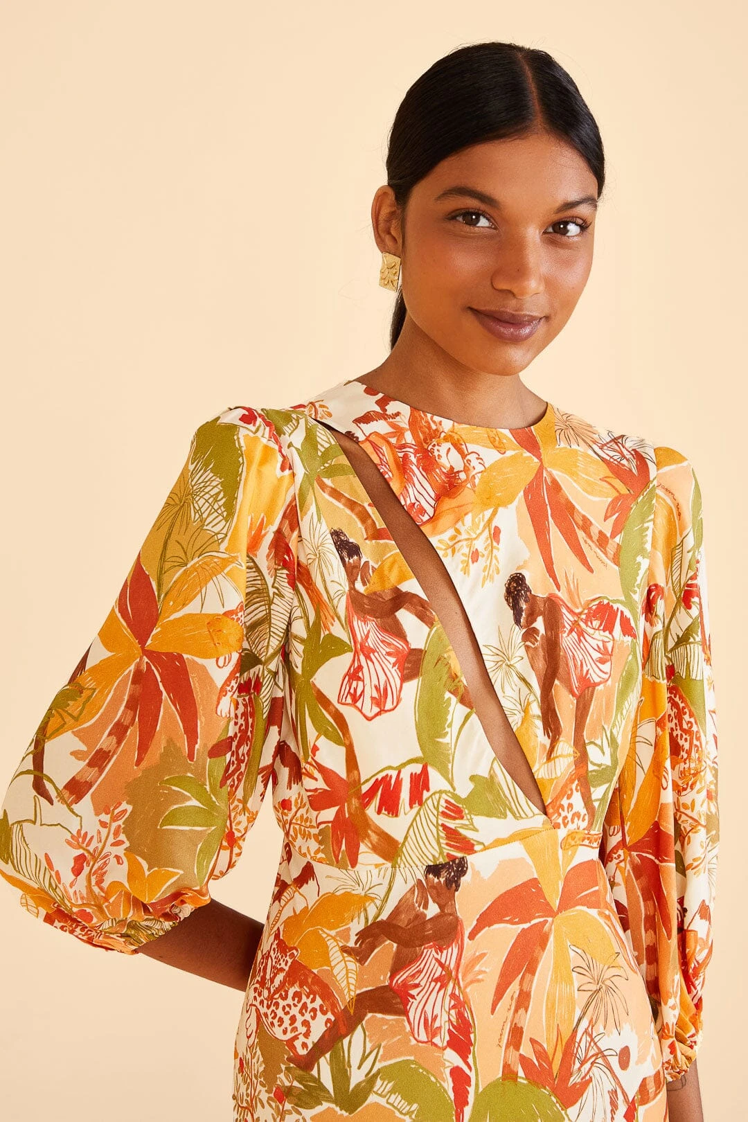 Farm Rio Sand Leopard Forest Midi Dress 3 Farm Rio Sand Leopard Forest Midi Dress - Image 3