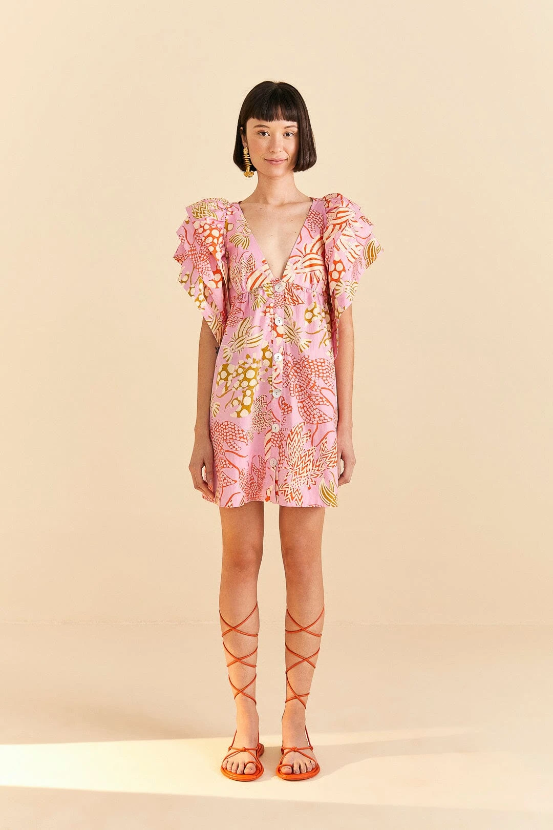 Farm Rio Pink Mixed Lobsters Organic Cotton Mini Dress 2 Farm Rio Pink Mixed Lobsters Organic Cotton Mini Dress - Image 2