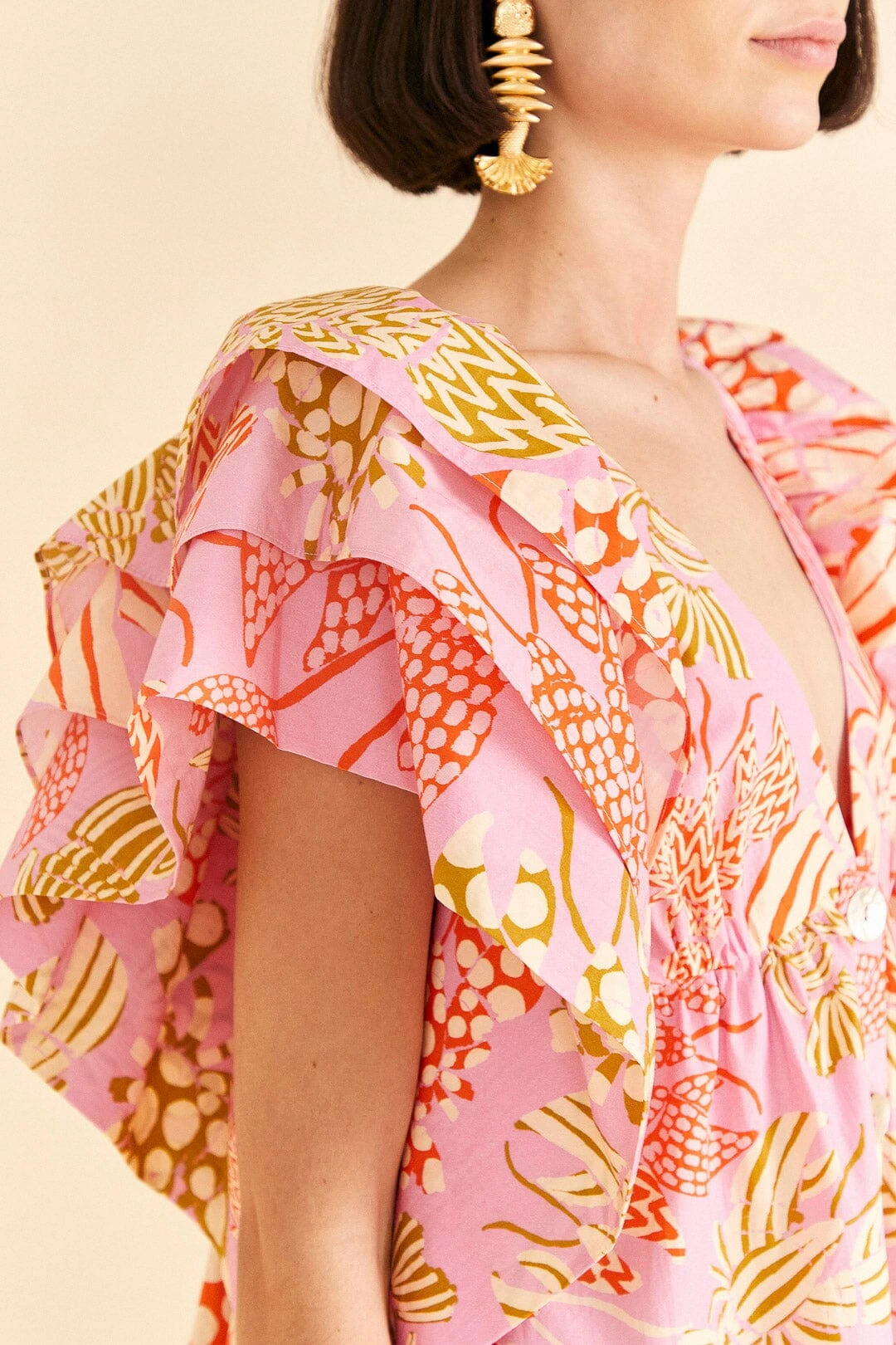 Farm Rio Pink Mixed Lobsters Organic Cotton Mini Dress 3 Farm Rio Pink Mixed Lobsters Organic Cotton Mini Dress - Image 3