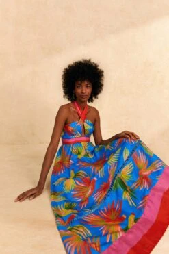 Farm Rio Blue Painted Birds Maxi Dress 7 Farm Rio Blue Painted Birds Maxi Dress -Farm Rio Shoop 309153 03