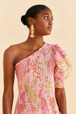 Farm Rio Pink Mixed Lobsters Midi Dress 11 Farm Rio Pink Mixed Lobsters Midi Dress -Farm Rio Shoop 309155 05