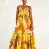 Farm Rio Red Neon Floral Maxi Dress