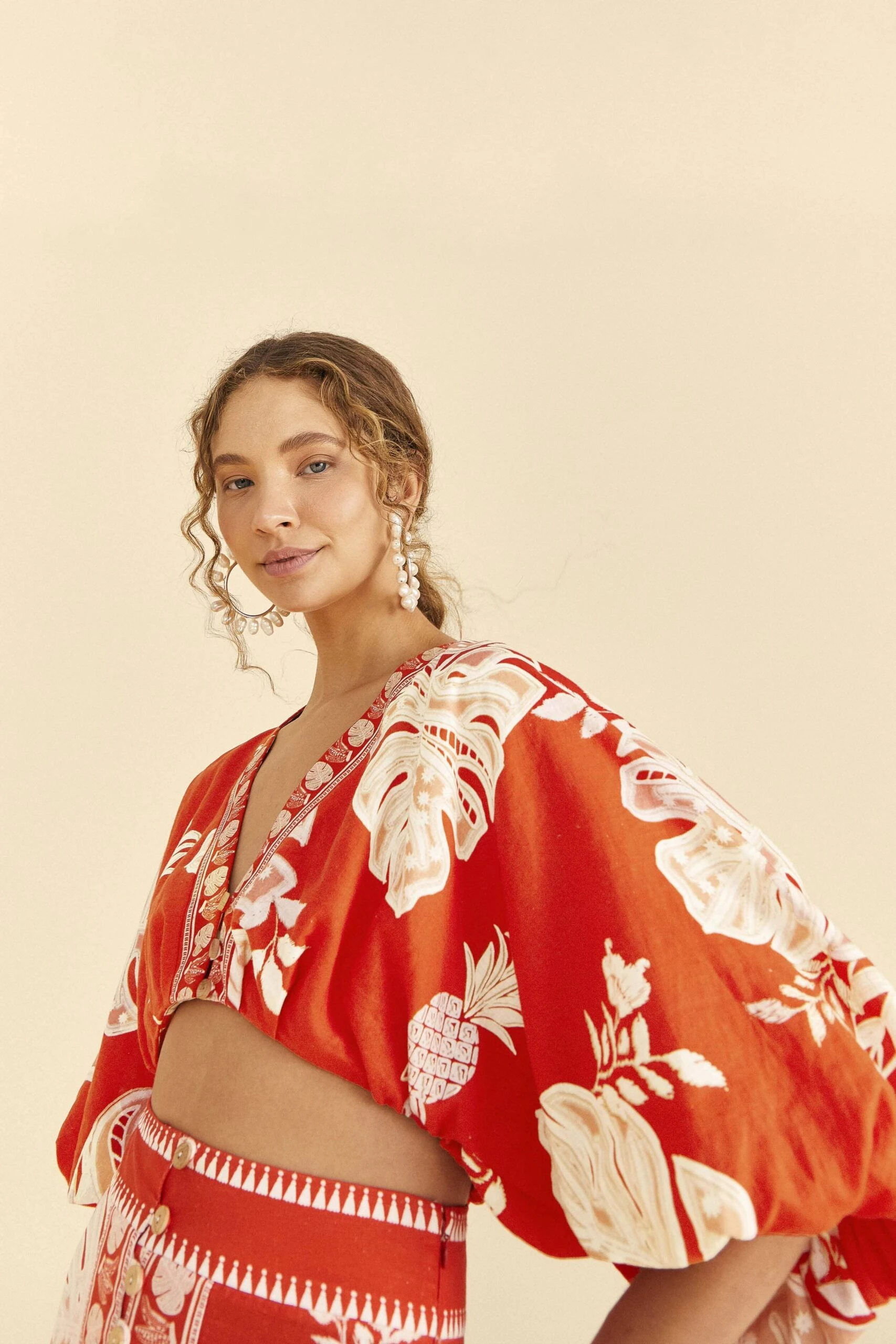 Farm Rio Red Lace Monsteras Crop Top 1 Farm Rio Red Lace Monsteras Crop Top