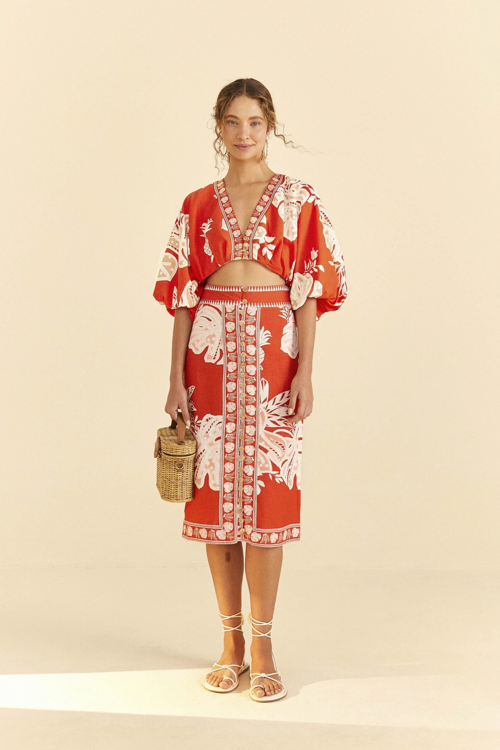 Farm Rio Red Lace Monsteras Crop Top 2 Farm Rio Red Lace Monsteras Crop Top - Image 2