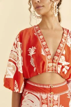 Farm Rio Red Lace Monsteras Crop Top 8 Farm Rio Red Lace Monsteras Crop Top -Farm Rio Shoop 309178 03
