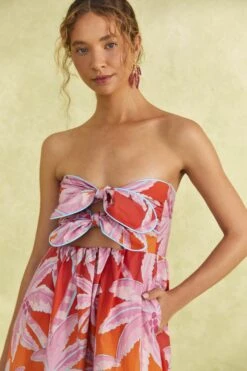 Farm Rio Red Coconut Tree Organic Cotton Midi Dress -Farm Rio Shoop 309180 03