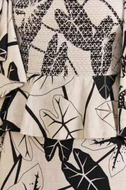 Farm Rio Off-White Graphic Leaves Midi Dress -Farm Rio Shoop 309181 05