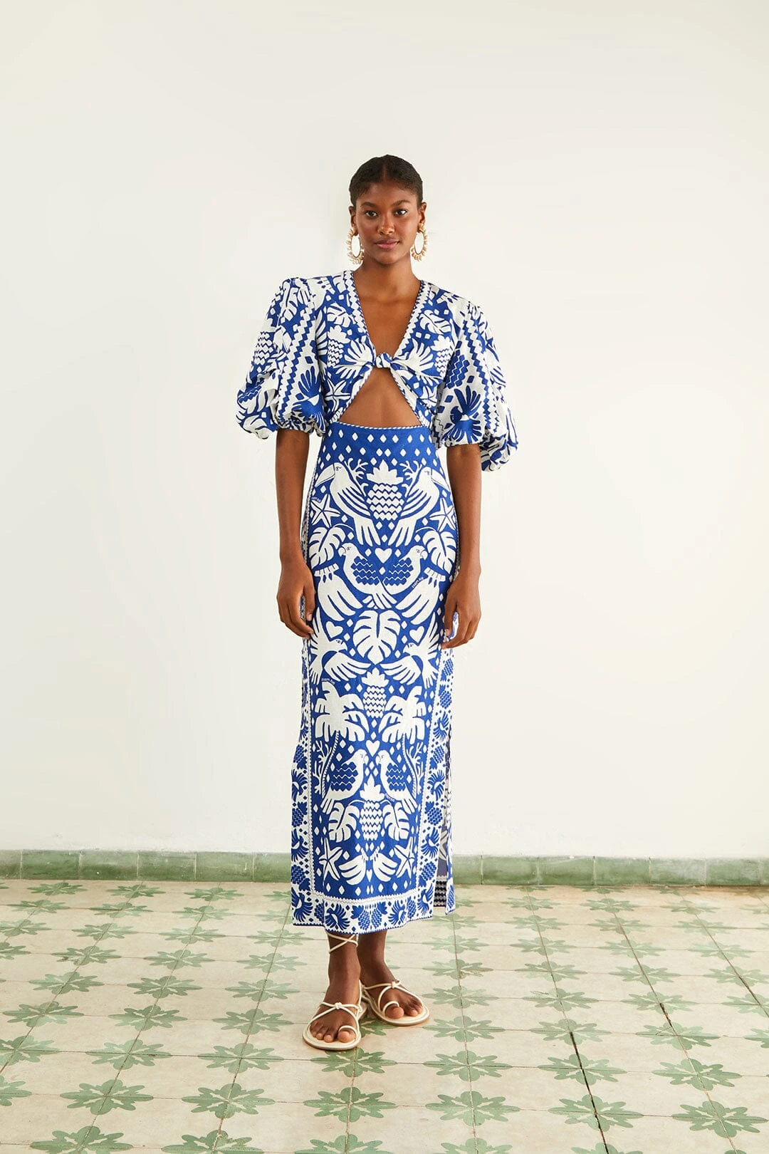 Farm Rio Navy Blue Jungle Scarf Midi Dress 1 Farm Rio Navy Blue Jungle Scarf Midi Dress