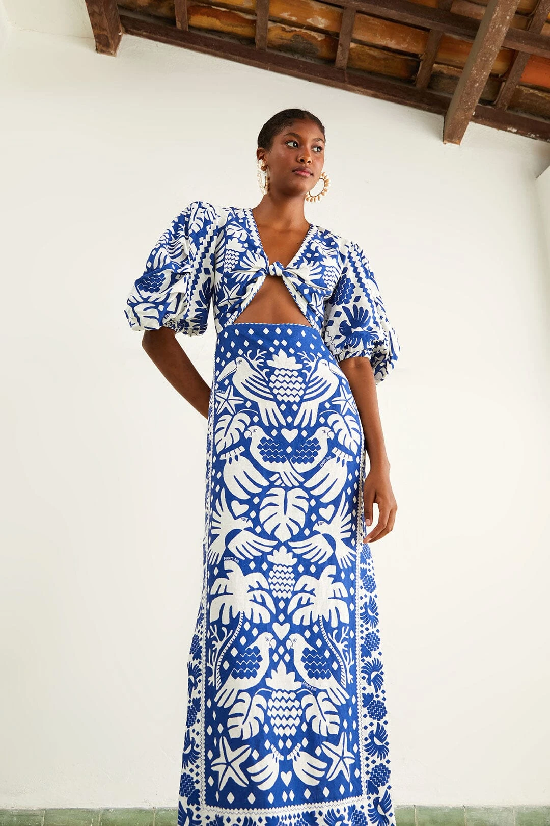 Farm Rio Navy Blue Jungle Scarf Midi Dress 3 Farm Rio Navy Blue Jungle Scarf Midi Dress - Image 3