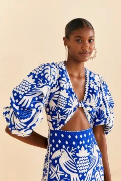 Farm Rio Navy Blue Jungle Scarf Midi Dress 11 Farm Rio Navy Blue Jungle Scarf Midi Dress -Farm Rio Shoop 309189 05