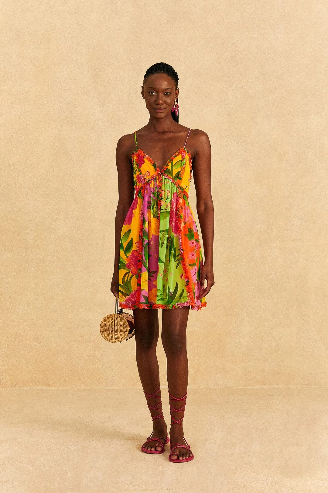 Farm Rio Mixed Romantic Garden Mini Dress 2 Farm Rio Mixed Romantic Garden Mini Dress - Image 2