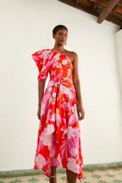 Farm Rio Red Dewdrop Floral Midi Dress -Farm Rio Shoop 309194 03