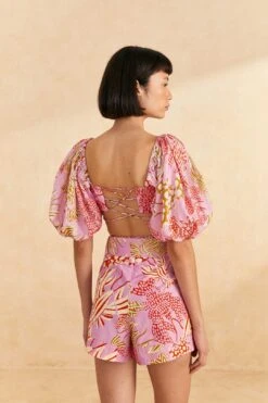 Farm Rio Pink Mixed Lobsters Top -Farm Rio Shoop 309201 04