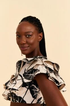 Farm Rio Off-White Graphic Leaves Organic Cotton Top -Farm Rio Shoop 309209 03