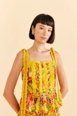 Farm Rio Yellow Fruits Paradise Blouse