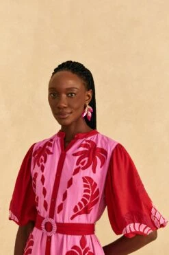 Farm Rio Red Jungle Scarf Cutwork Mini Dress -Farm Rio Shoop 309239 03